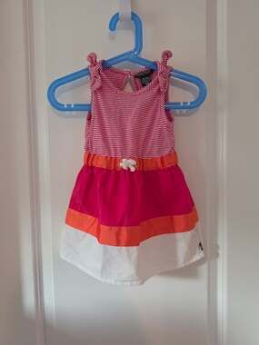 Nautica Toddler Girls 18M Pink Stripe Colorblock Sleeveless Summer Dress